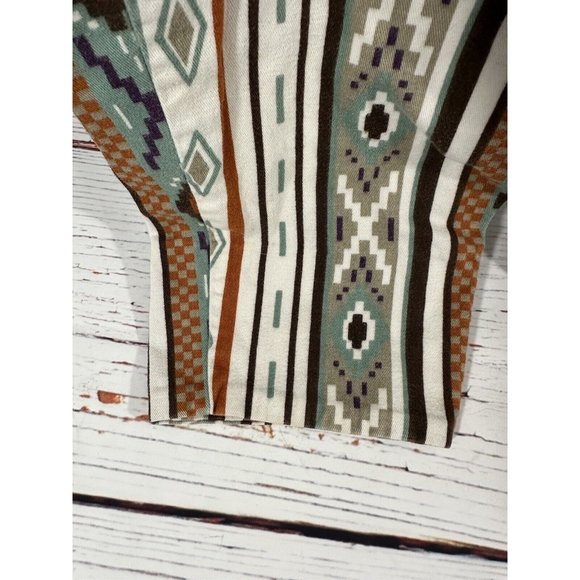 Southwest Aztec Pants Juniors High Waisted Pockets Brushed Cotton USA Vtg - Picture 6 of 16